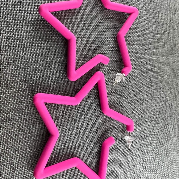 80 90s colorful star hoop earrings Colorful Big Hoop Earrings Retro Neon Earring - Picture 2 of 3